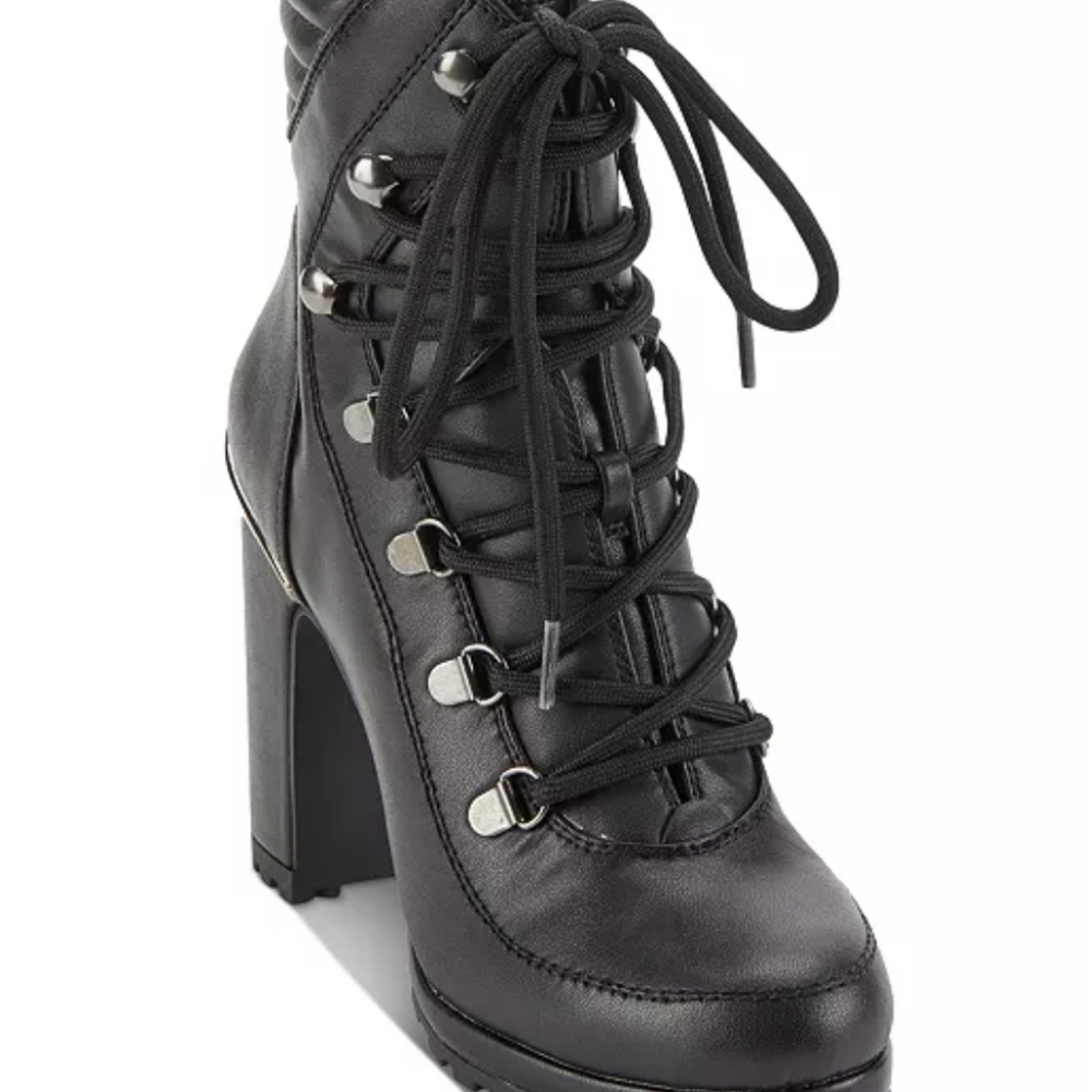 DKNY Black Lace-Up Platform Heel Boots